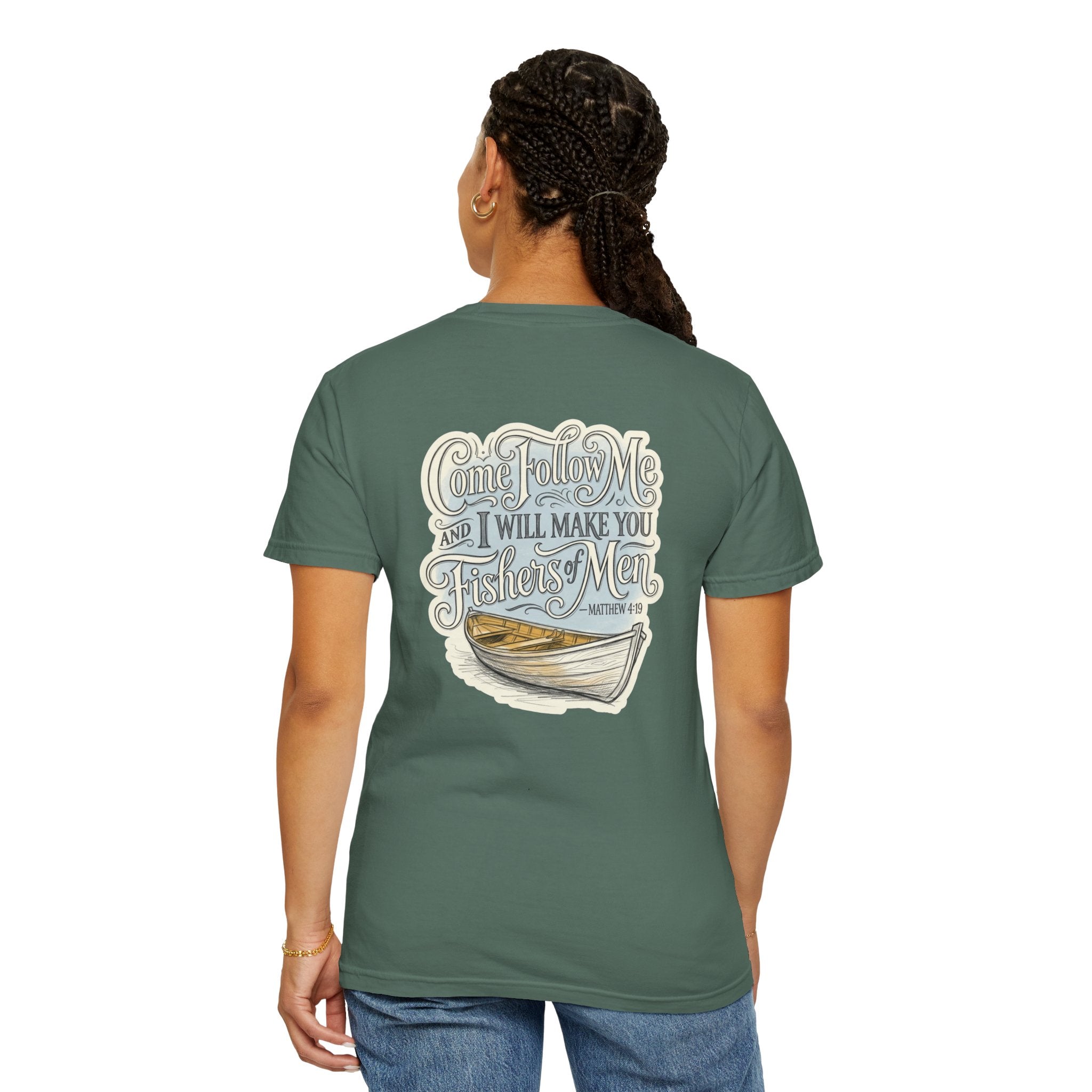 Faith Cross T‑Shirt — “Come Follow Me I Will Make You Fishers of Men” Graphic Tee