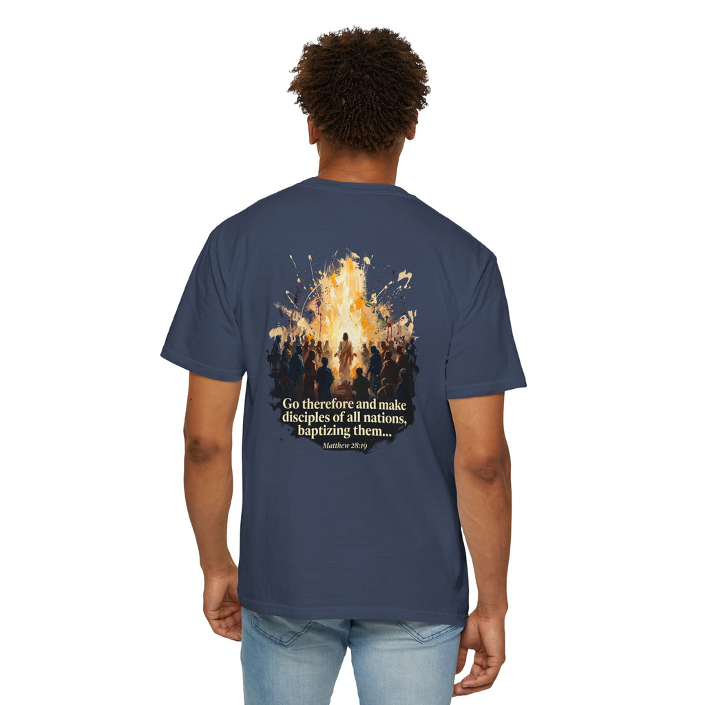 Christian Cross T-Shirt — "Go therefore and make disciples" Baptism Ministry Tee