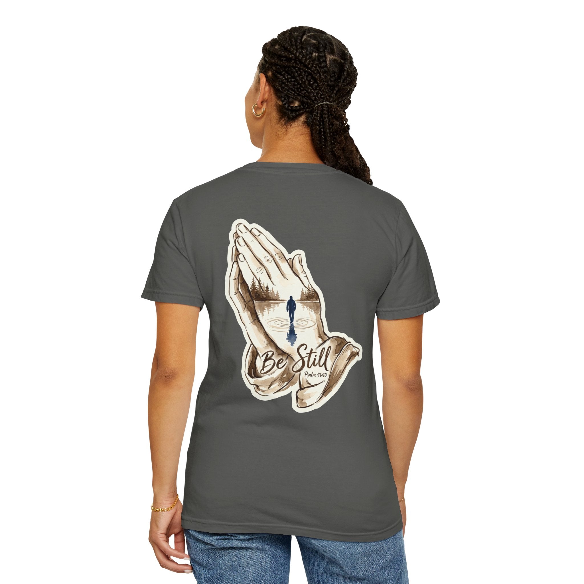 Be Still Prayer T-Shirt — Christian Faith Graphic Tee with Crosses