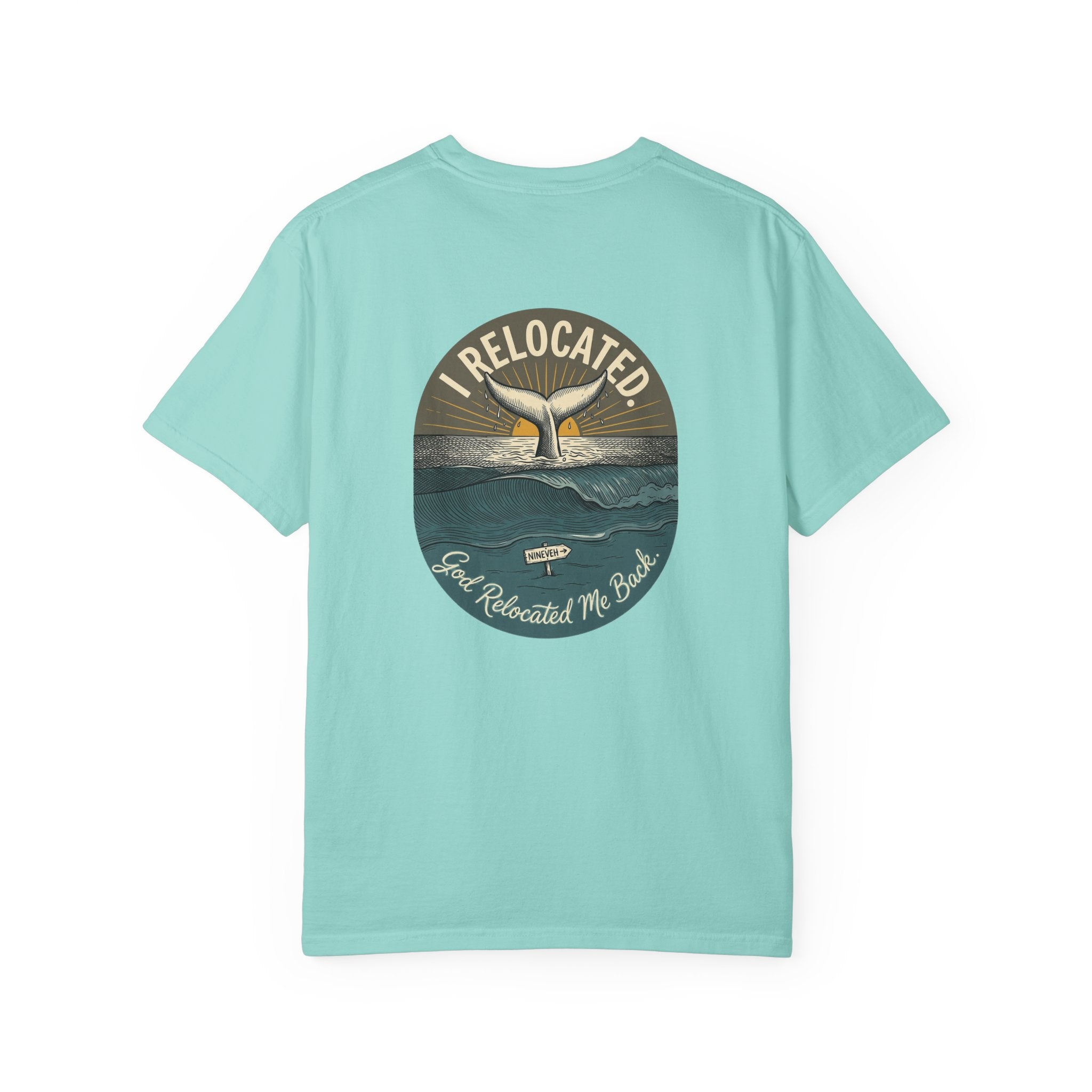 Relocated Whale Tail T-Shirt — “I Relocated” Retro Ocean Graphic Tee