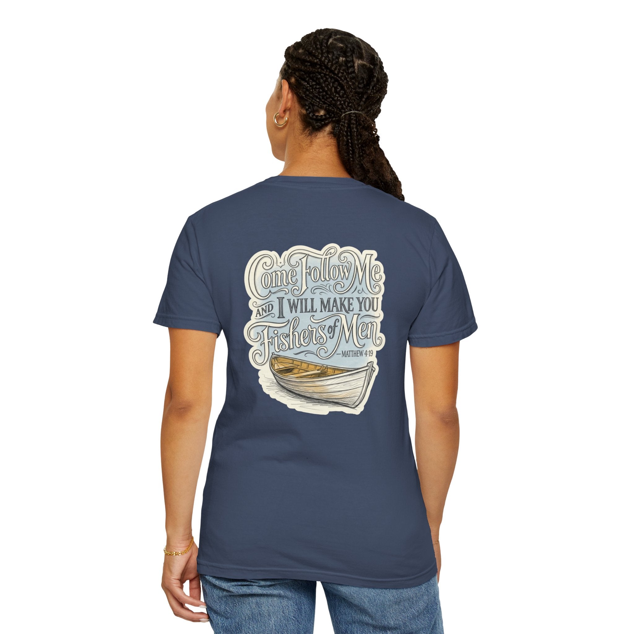 Faith Cross T‑Shirt — “Come Follow Me I Will Make You Fishers of Men” Graphic Tee