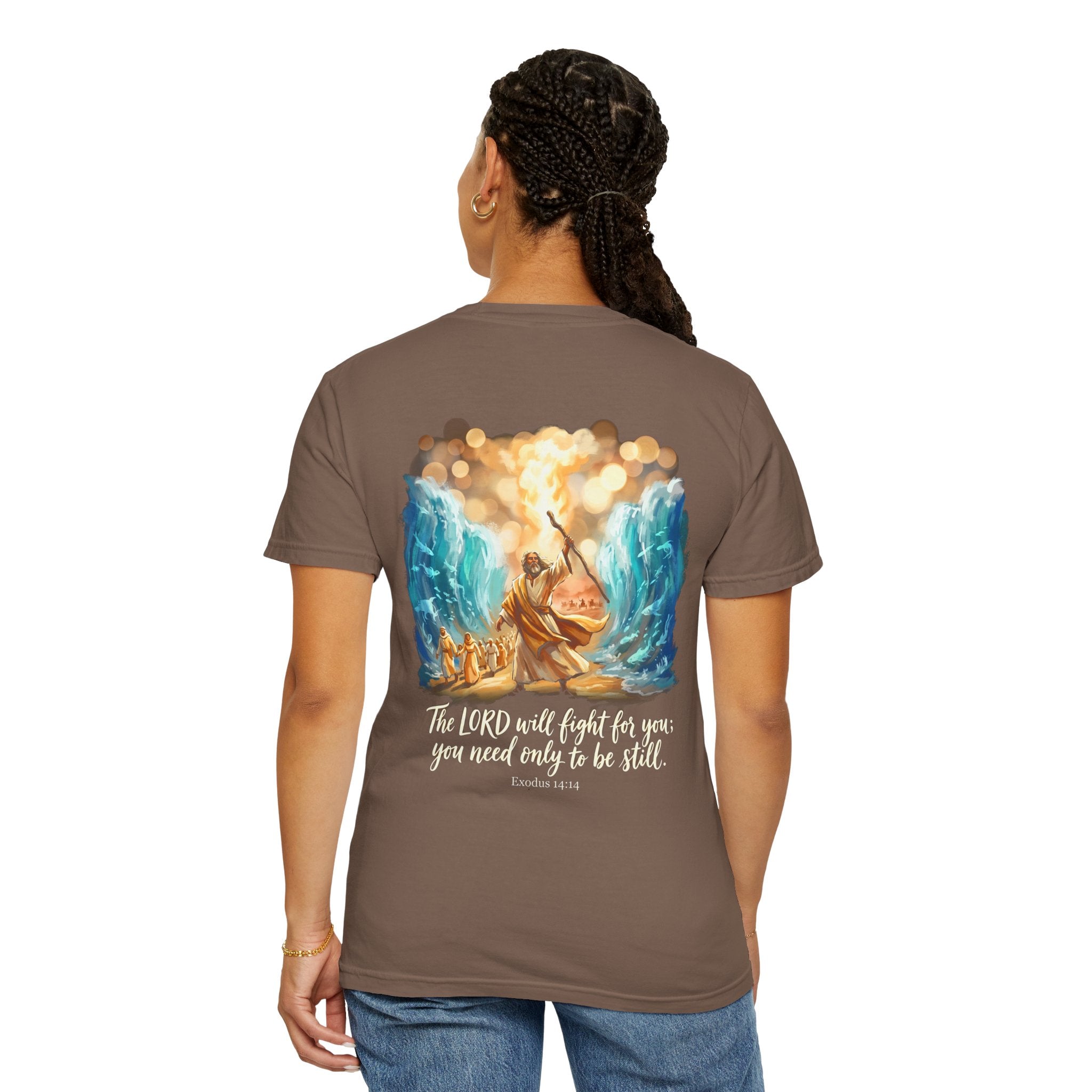Christian Cross T-Shirt — Exodus 14:14 'The LORD Will Fight for You' Graphic Tee
