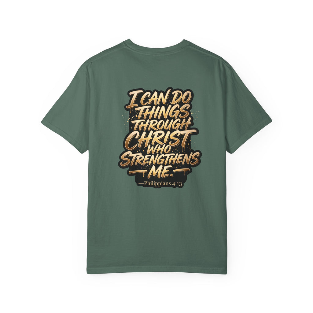 Christian Cross T-Shirt — "I Can Do All Things Through Christ" Scripture Tee