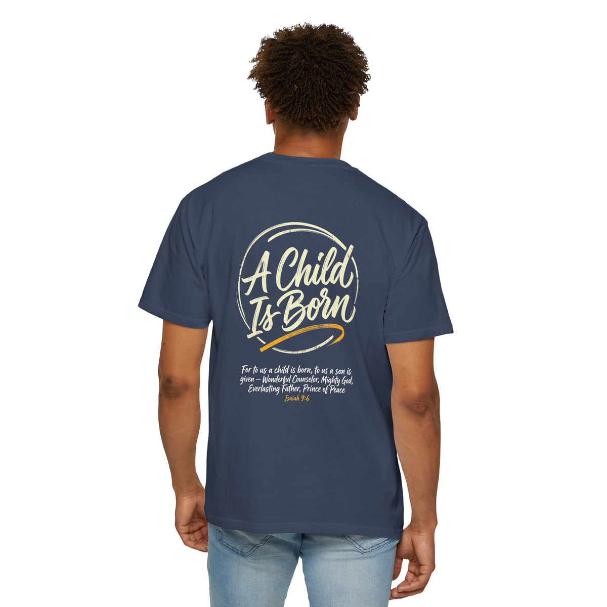 Christian Cross T-Shirt — “A Child Is Born” Scripture Graphic Tee