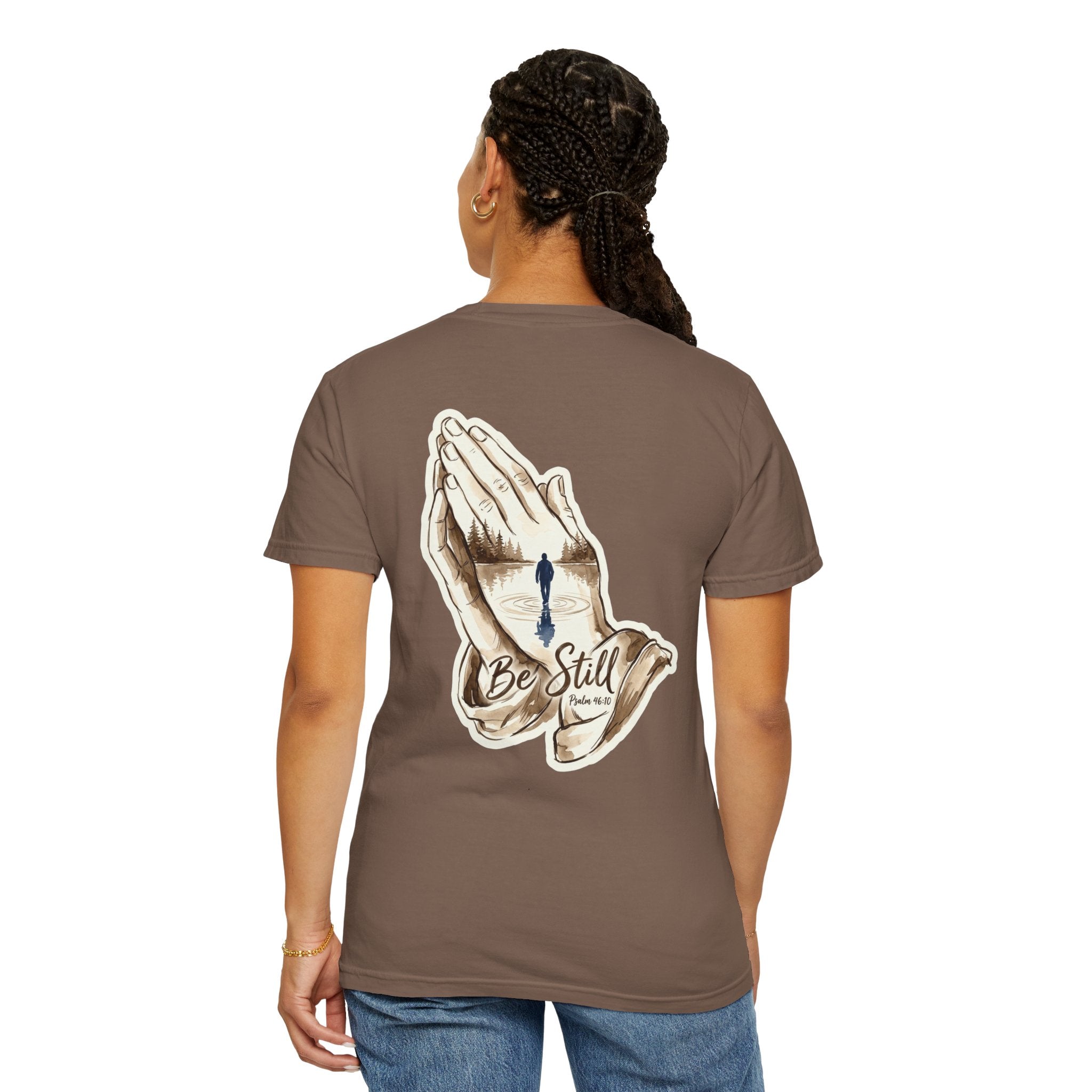 Be Still Prayer T-Shirt — Christian Faith Graphic Tee with Crosses
