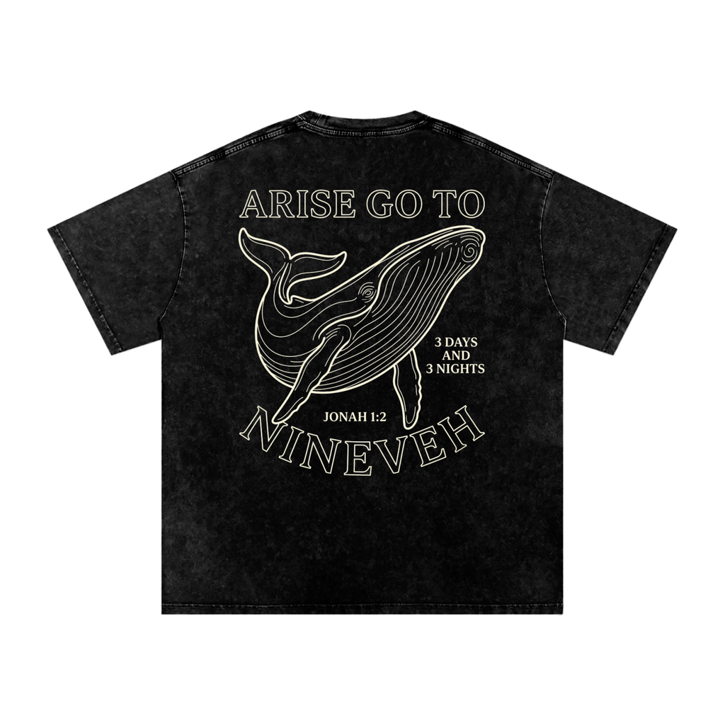 Whale Snow Washed Oversized Cotton T-Shirt