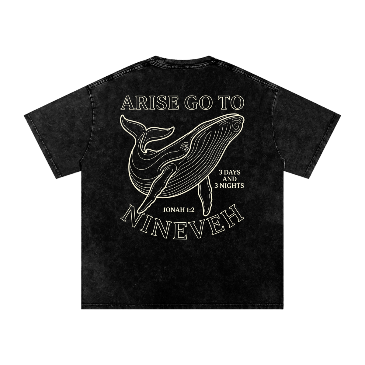 Whale Snow Washed Oversized Cotton T-Shirt