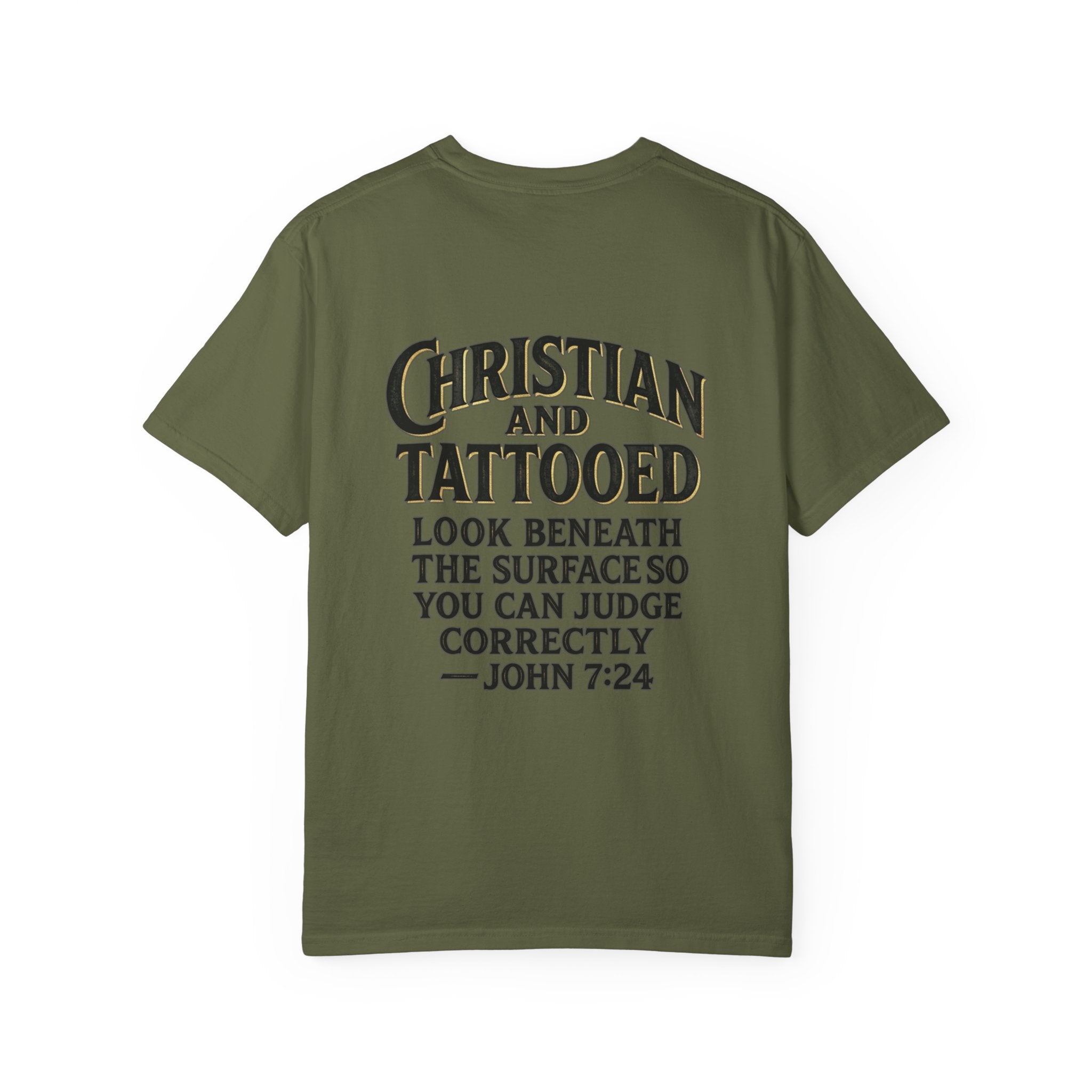 Christian and Tattooed T-Shirt — John 7:24 Cross Graphic Tee