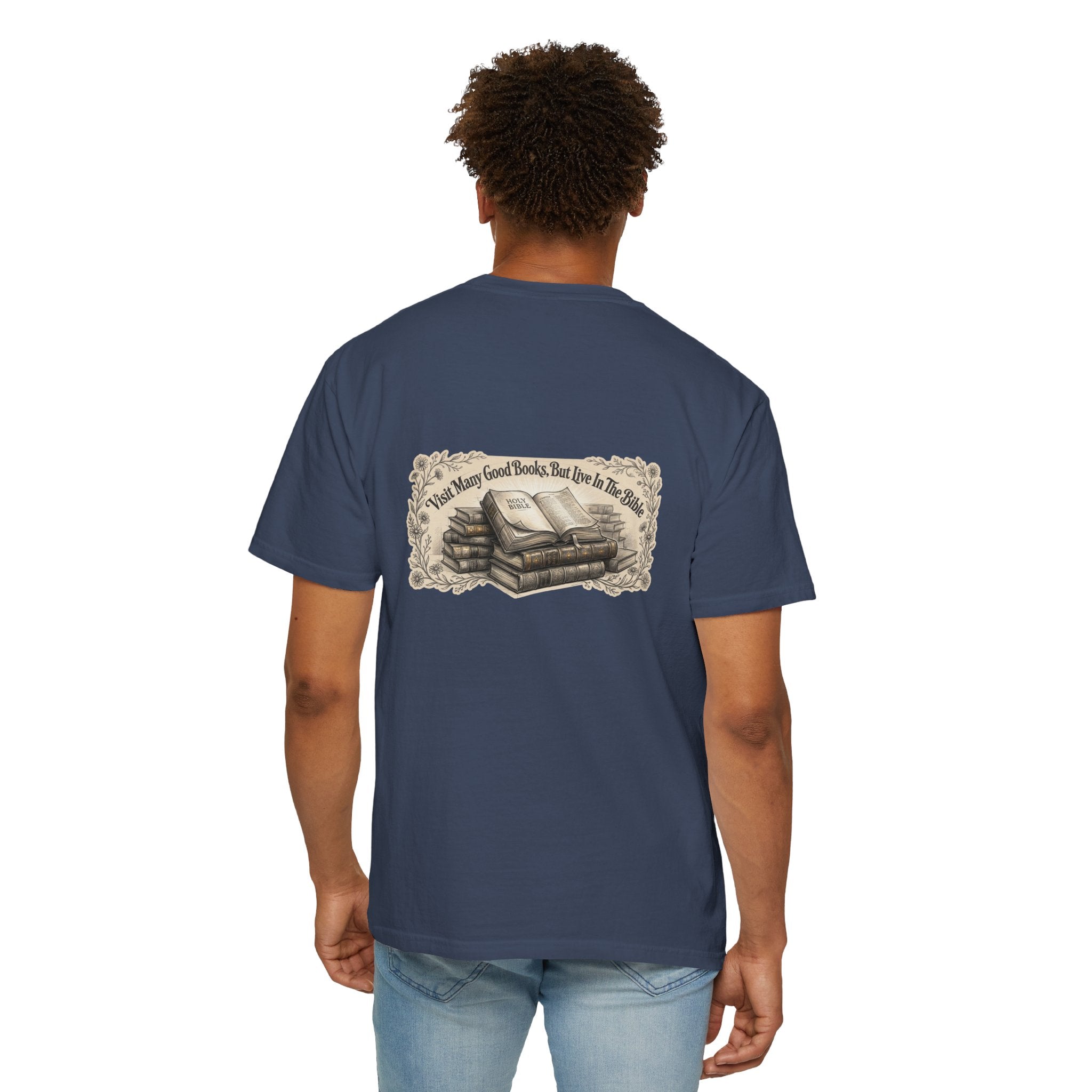 Vintage Stack of Books T-Shirt — "There Are Many Good Books, But This Is The Best"