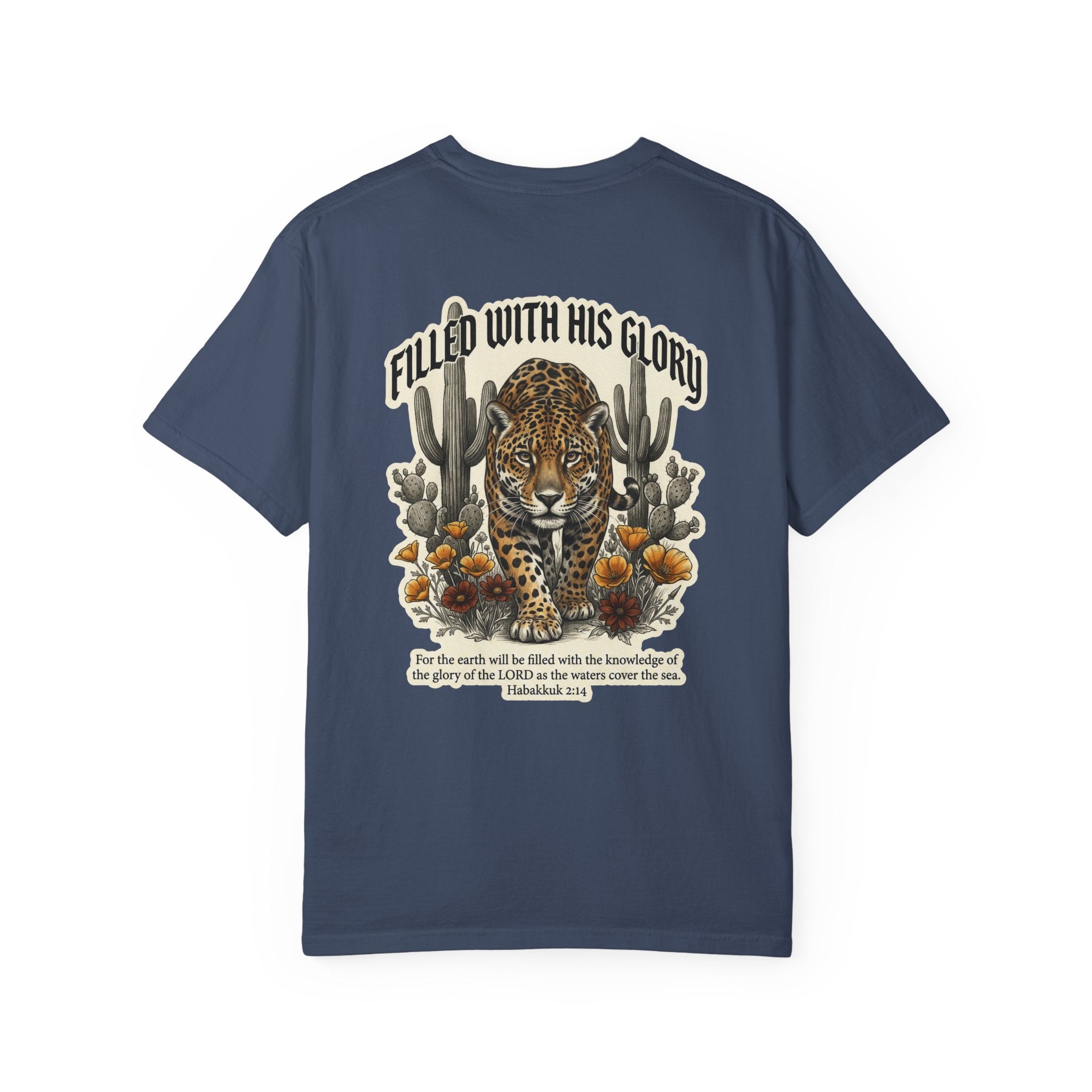Christian Tee — 'Filled With His Glory' Leopard Cross T‑Shirt