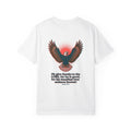Christian Cross T-Shirt — Eagle Back Print with Psalm 107:1