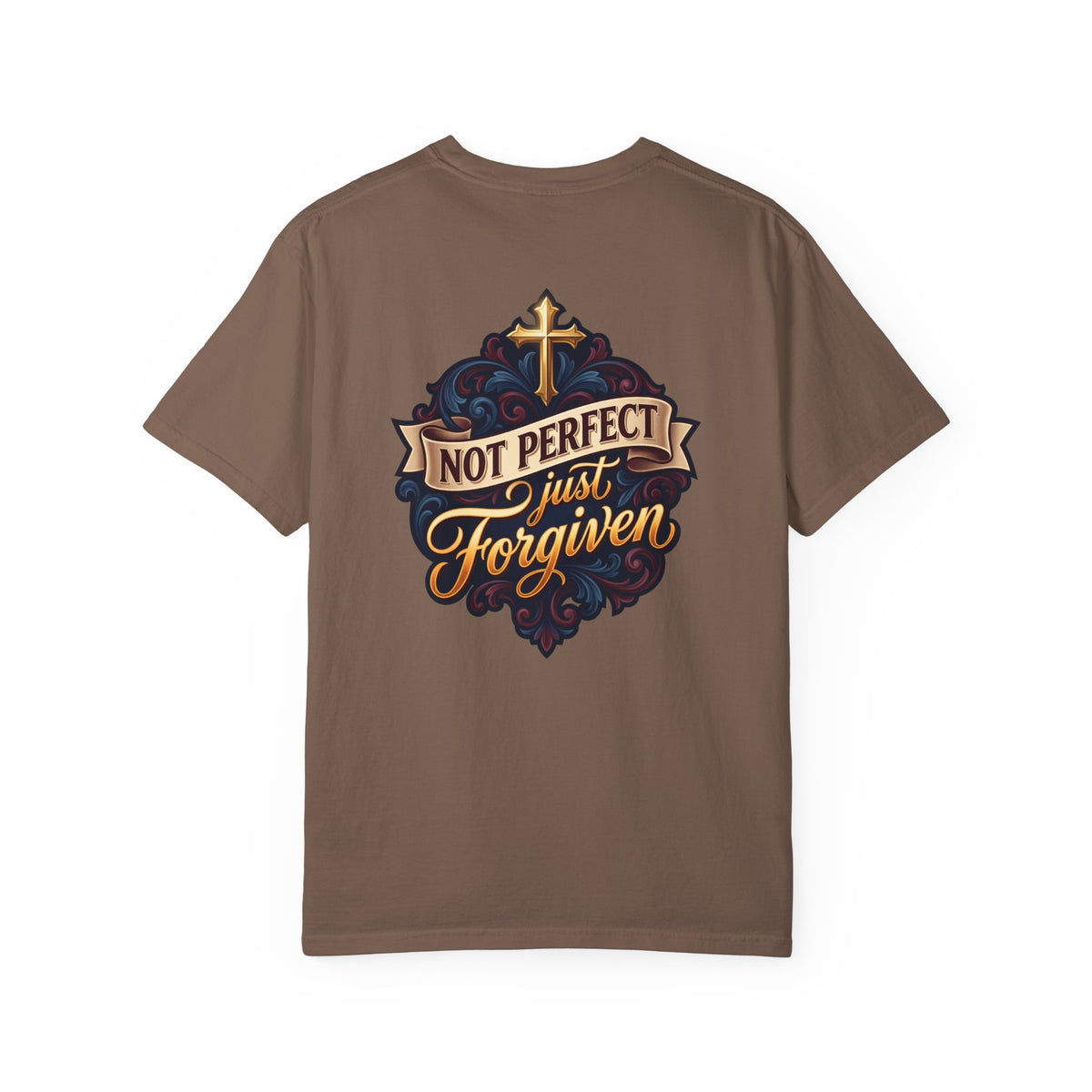 Christian Cross T-Shirt — "Not Perfect, Just Forgiven" Garment-Dyed Tee