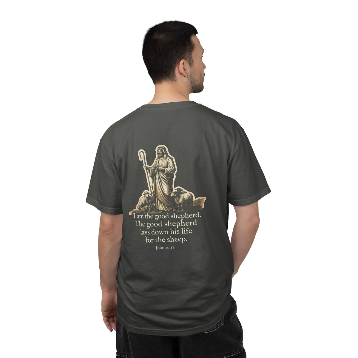 Christian Shepherd Graphic T-Shirt — "I am the good shepherd" Bible Verse Tee