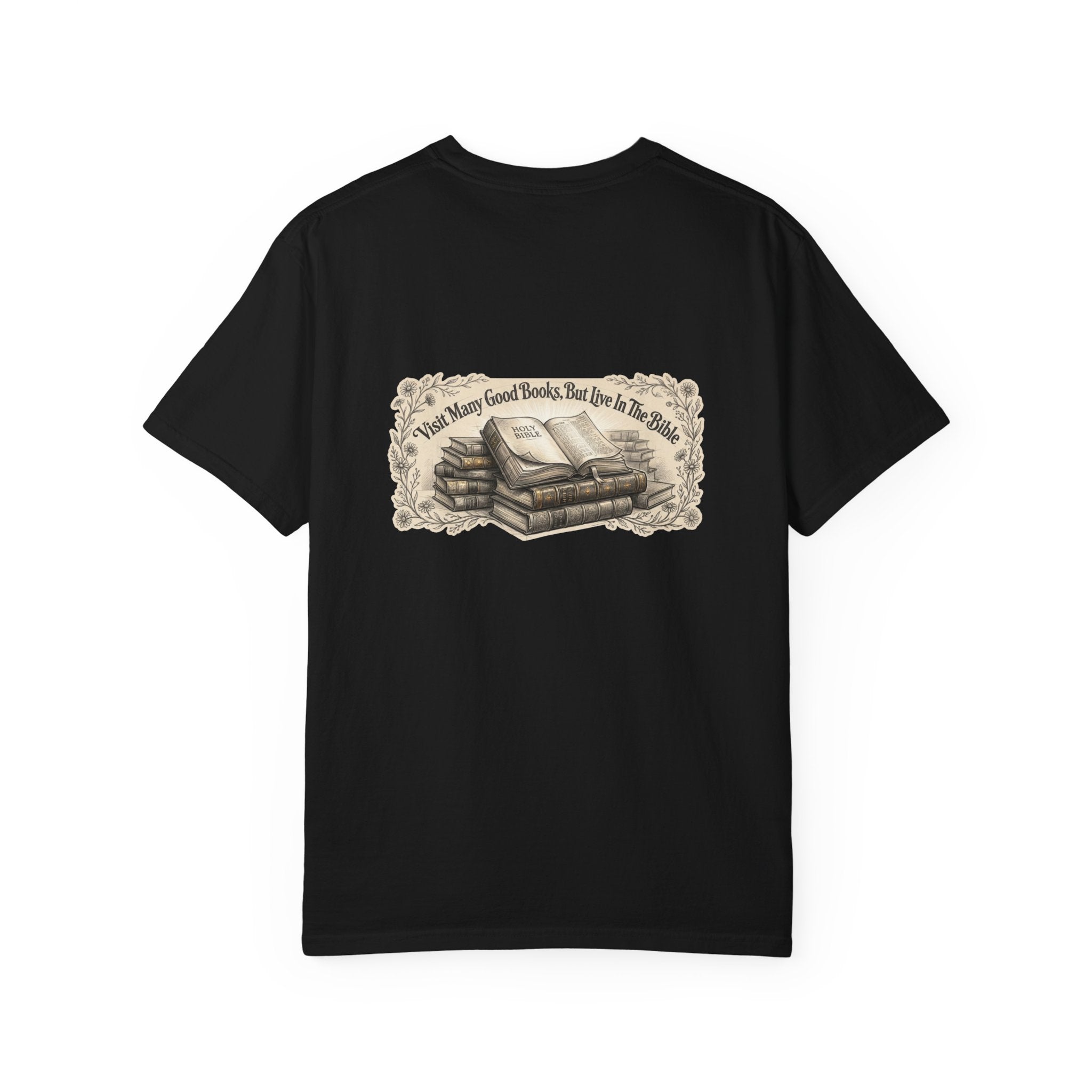 Vintage Stack of Books T-Shirt — "There Are Many Good Books, But This Is The Best"