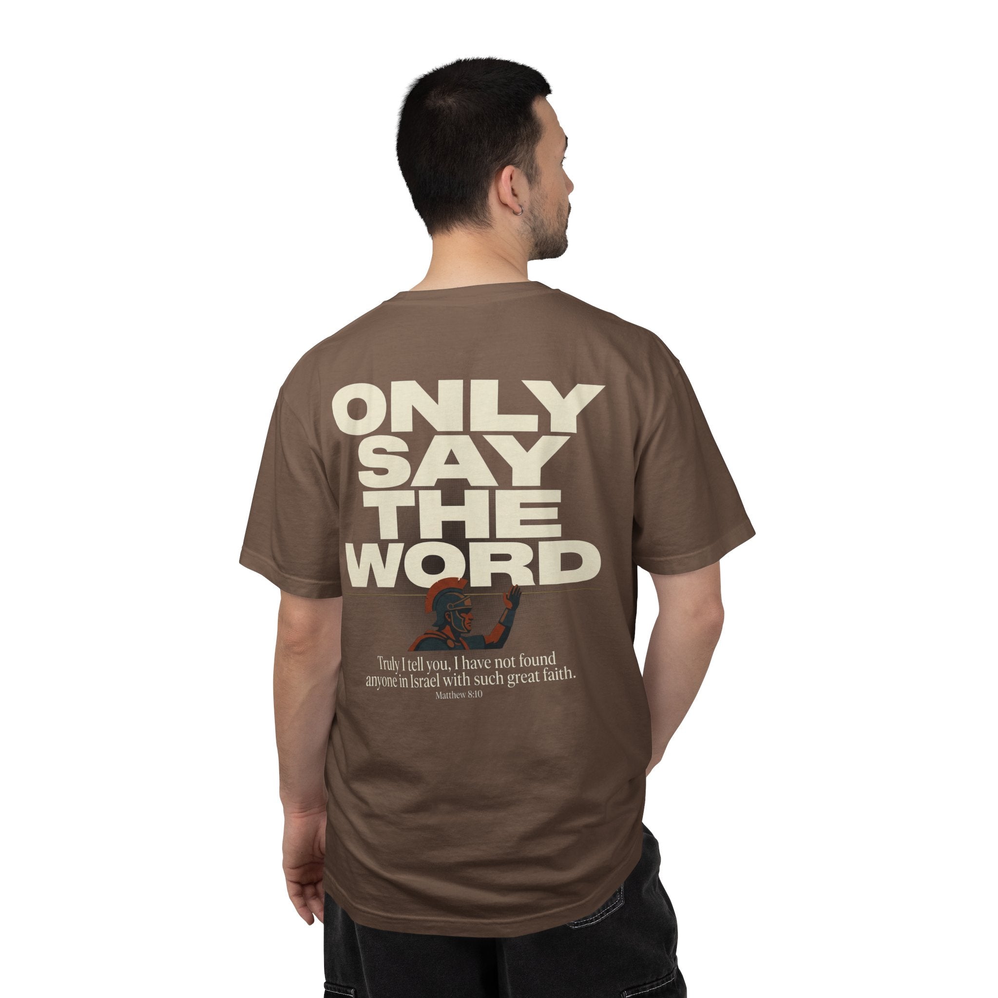 Christian Cross T-Shirt — "Only Say the Word" Inspirational Faith Tee