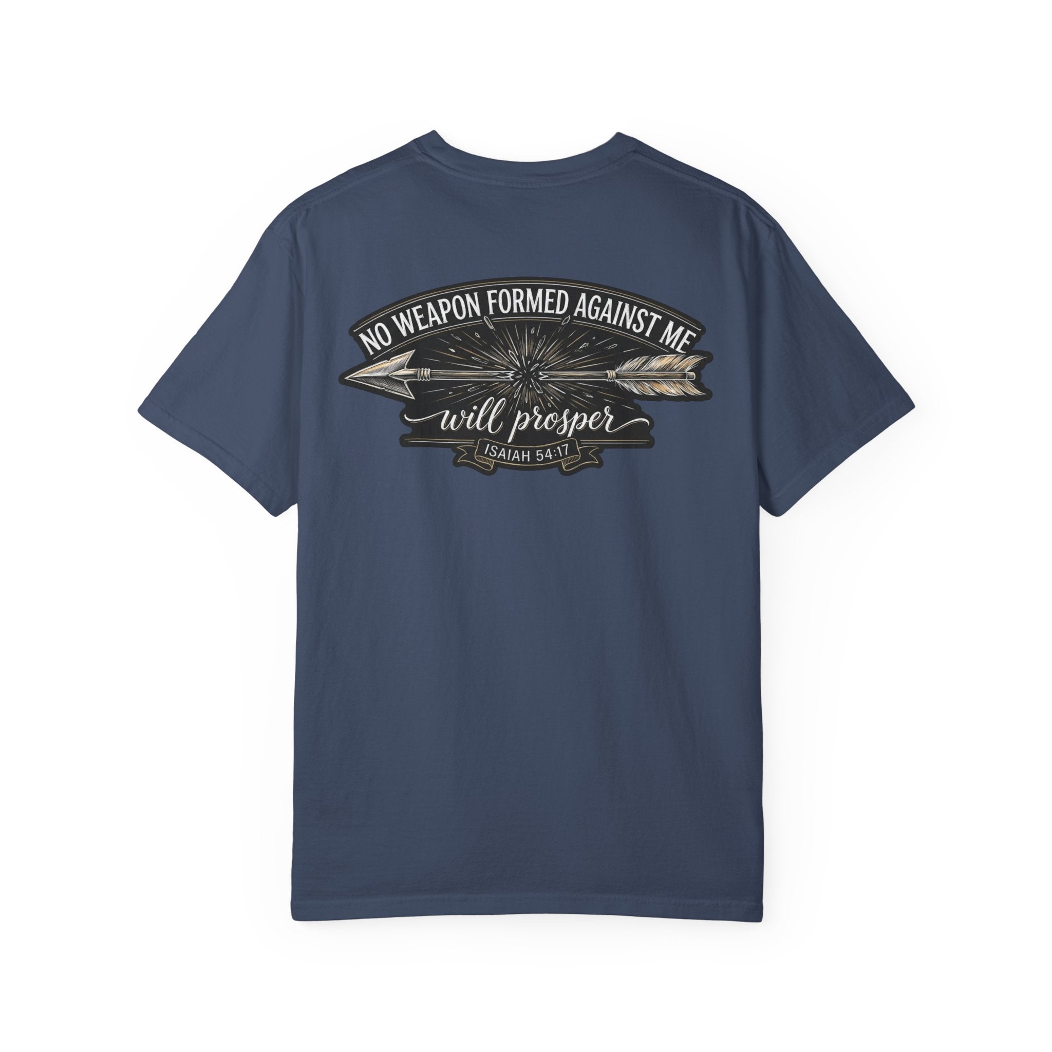 Christian Cross T-Shirt — "No Weapon Formed Against Me Will Prosper" Inspirational Tee