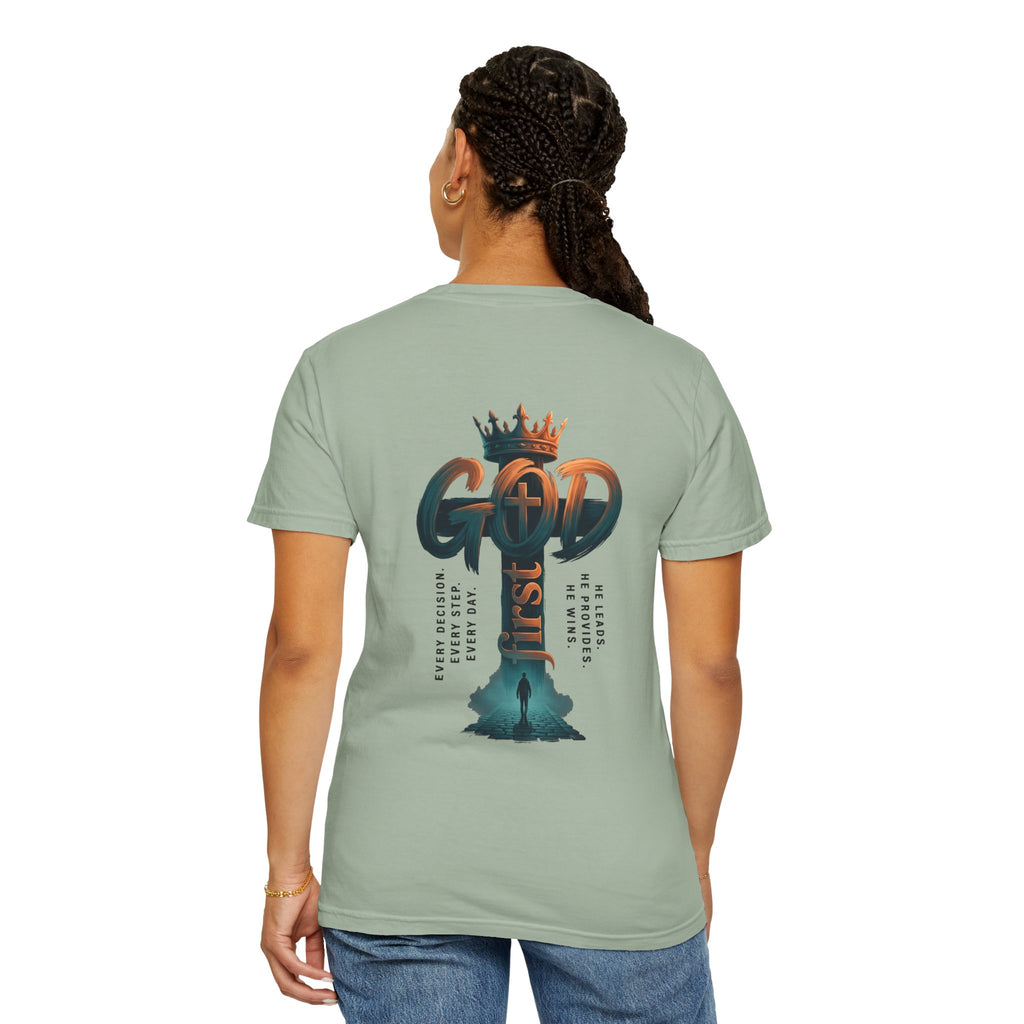 Christian Cross T-Shirt — 'God Is King' Back Graphic Tee