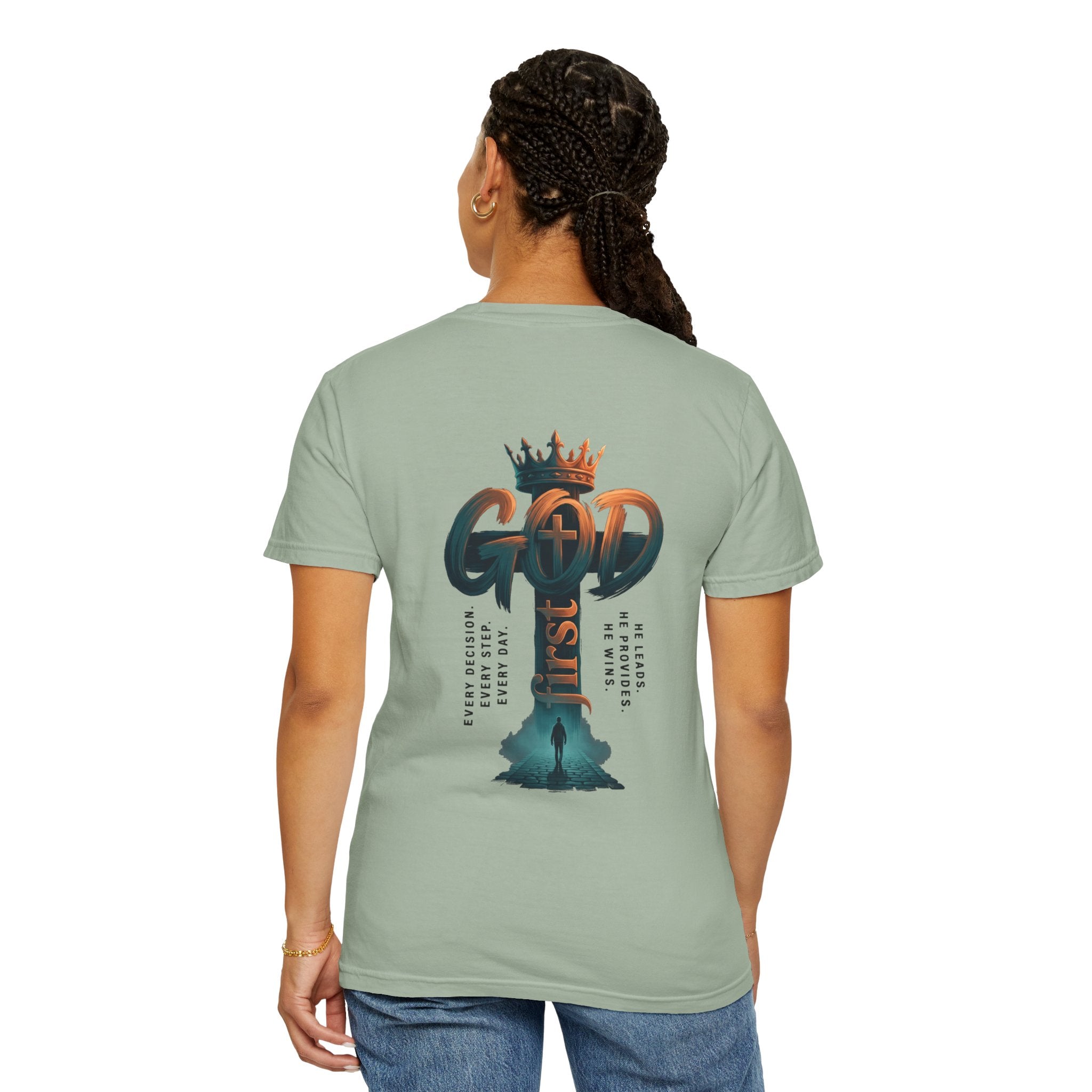 Christian Cross T-Shirt — 'God Is King' Back Graphic Tee