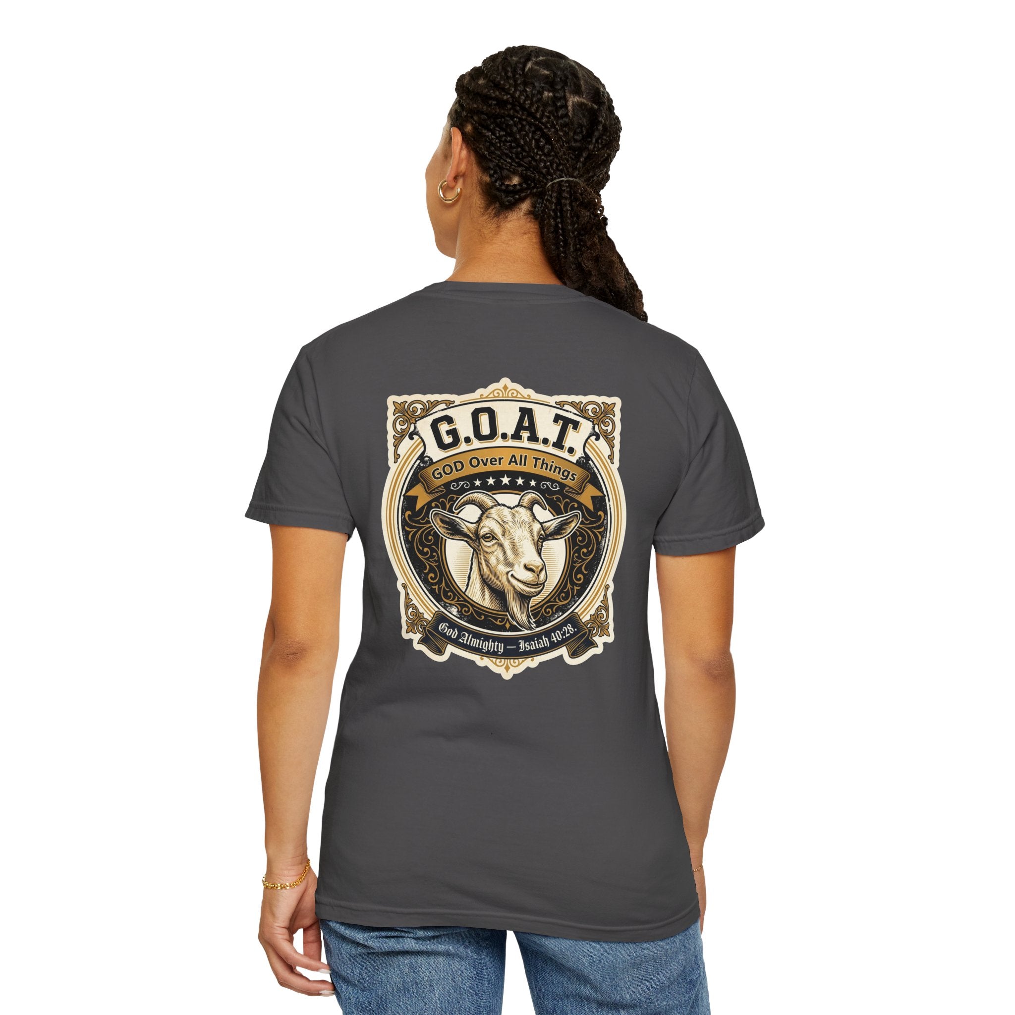 GOAT Graphic T-Shirt — Vintage Three Crosses & Goat Emblem