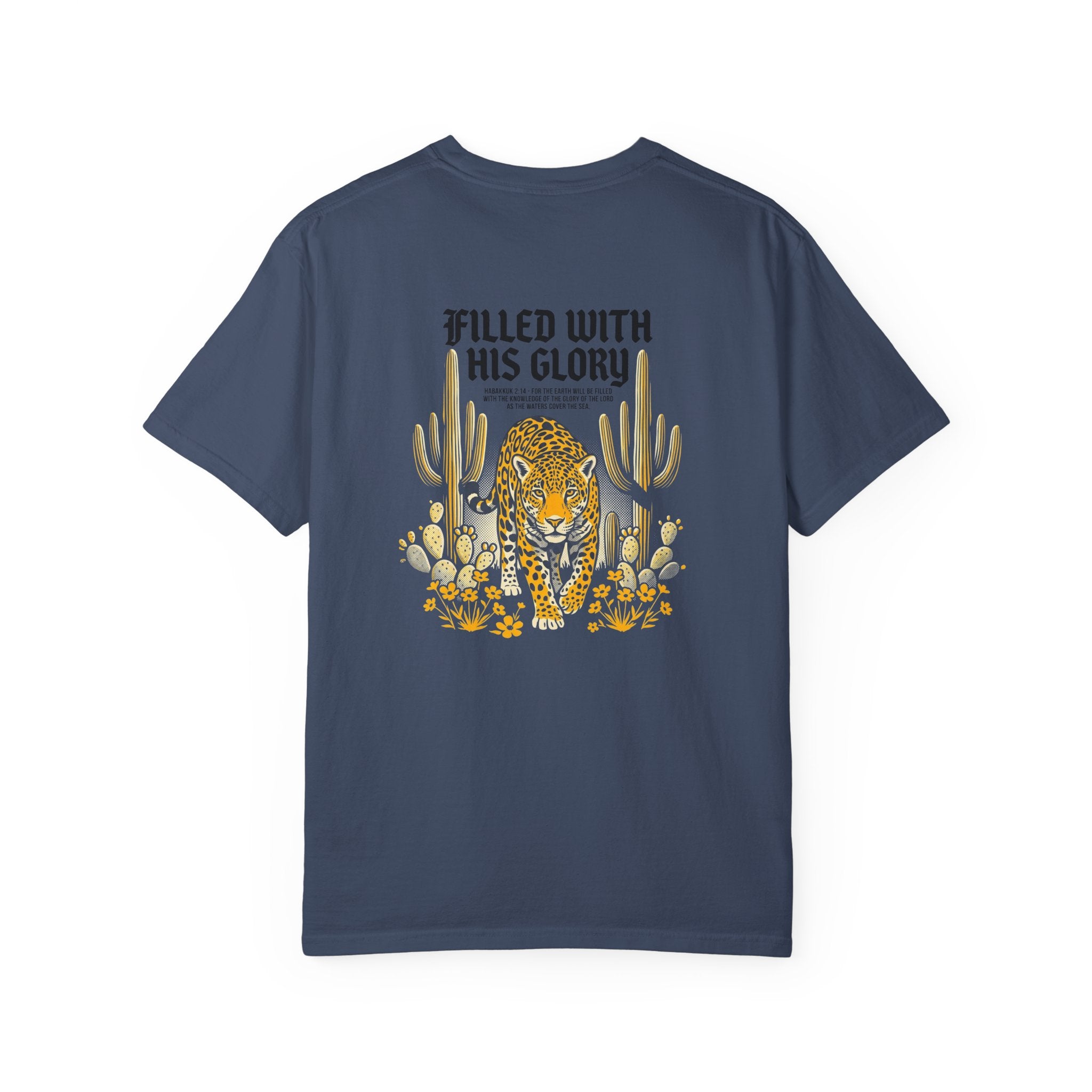 Christian Leopard Desert T-Shirt — "Filled With His Glory" Back Print