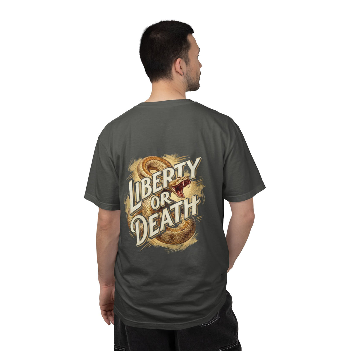 Liberty or Death T-Shirt — America Graphic Tee with Coiled Rattlesnake