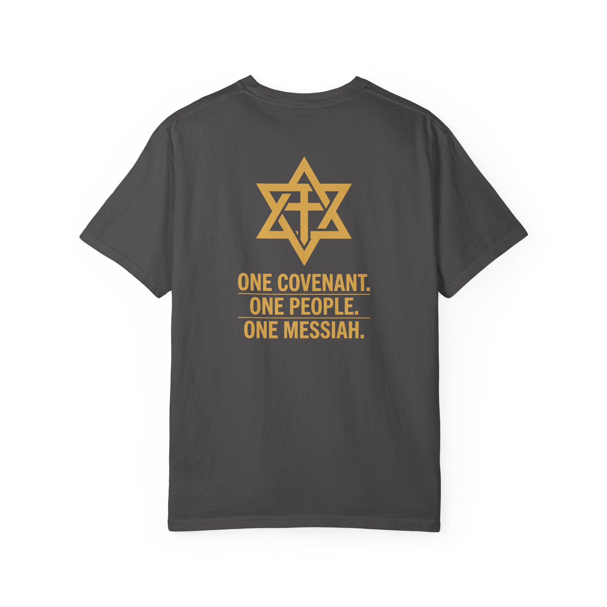 One Covenant One People One Messiah T-Shirt — Interfaith Star & Cross Design