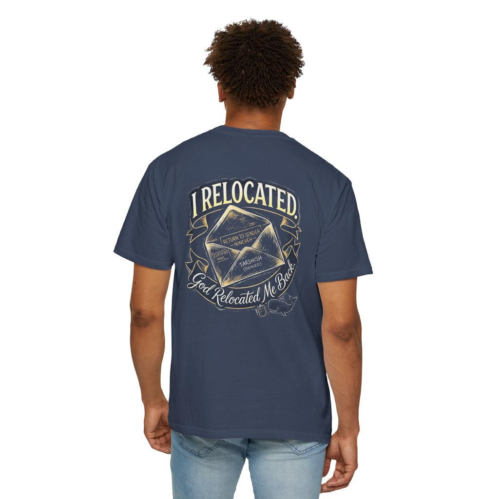 I Relocated T-Shirt — ‘I Relocated, God Relocated Me Back’ Christian Cross Graphic Tee