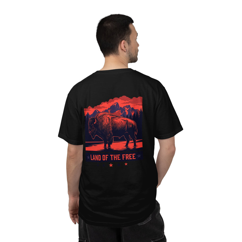 Americana Buffalo Tee — "Land of the Free" Garment-Dyed T-Shirt