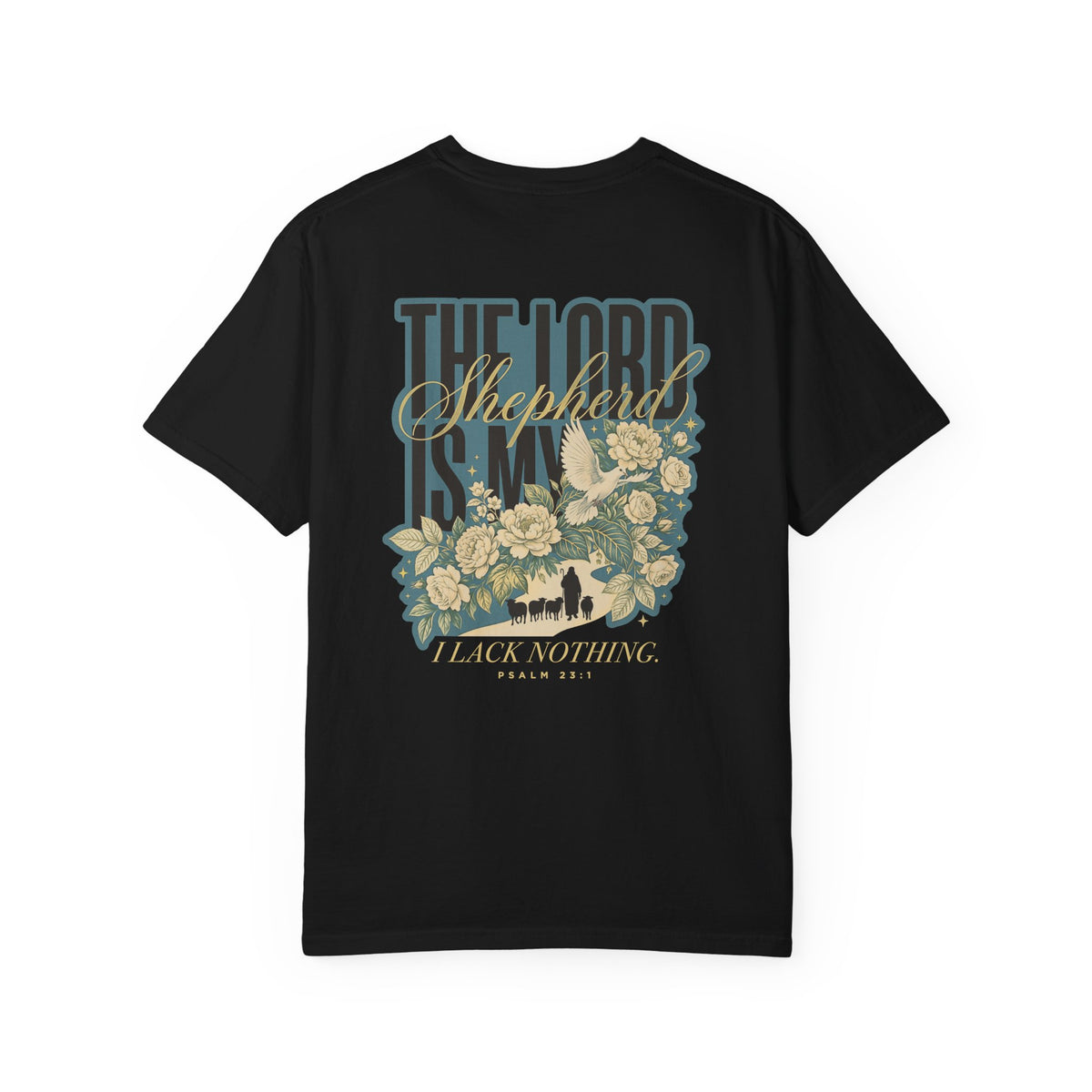 Christian T-Shirt - "The Lord Is My Shepherd" Floral Psalm Tee