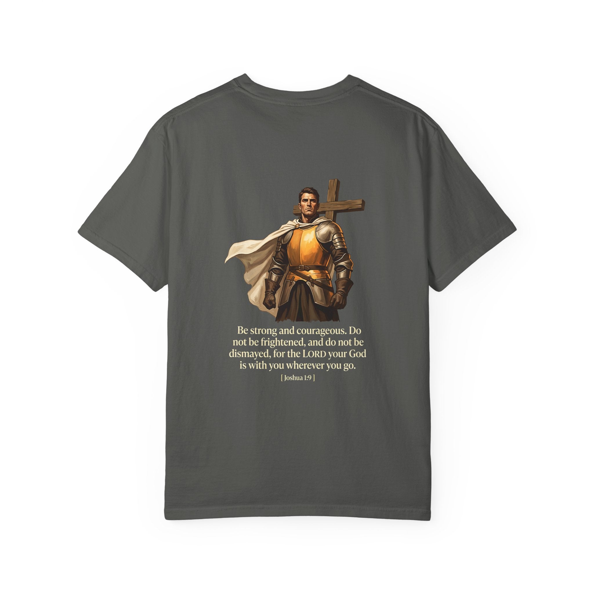 Christian T-Shirt — Joshua 1:9 Cross Knight Graphic Tee