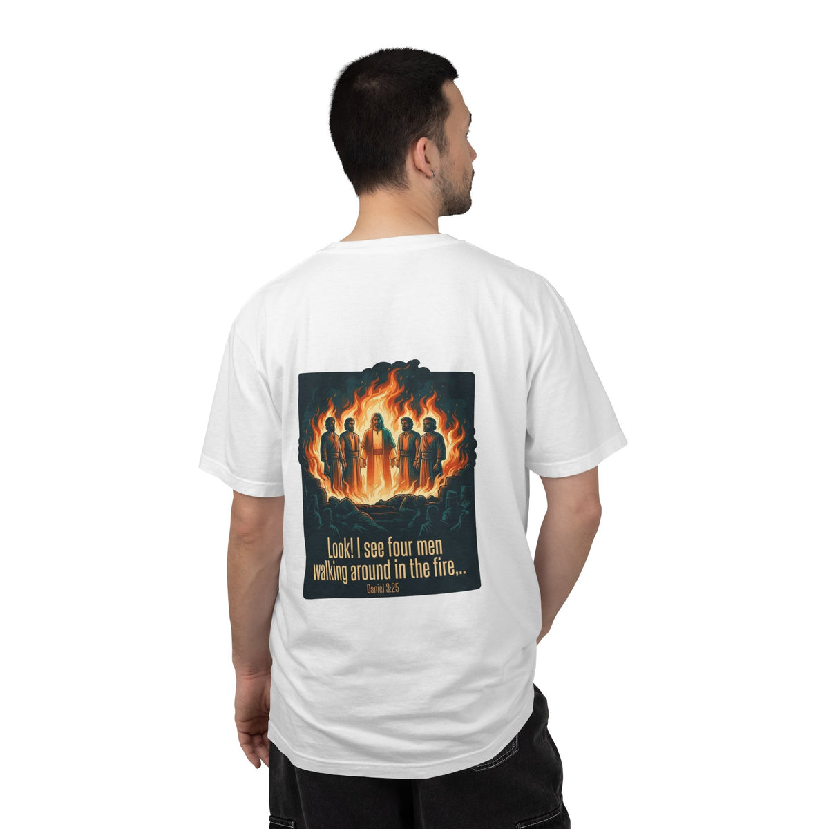 Christian Cross T-Shirt — ‘I see four men walking around in the fire’ Graphic Tee