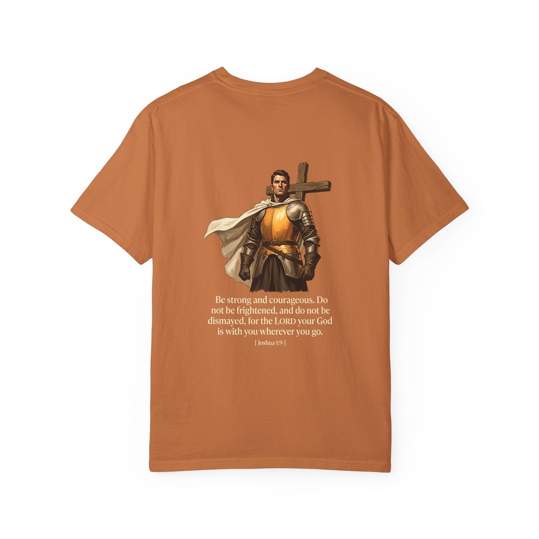 Christian T-Shirt — Joshua 1:9 Cross Knight Graphic Tee