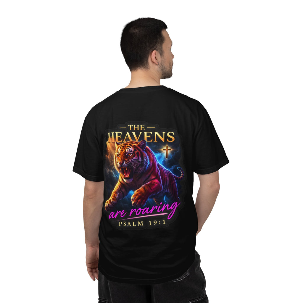 Christian Tiger T-Shirt — “The Heavens Are Roaring” Psalm 19:1 Graphic Tee