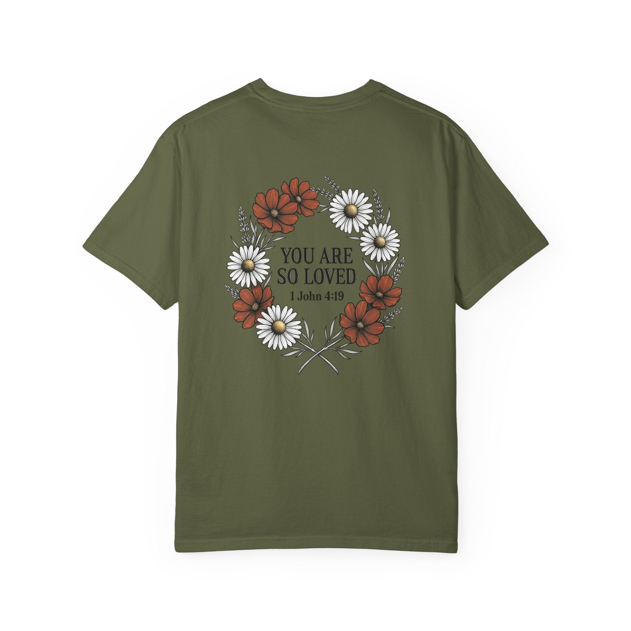 You Are So Loved Floral Tee — Small Cross Chest Christian T-Shirt