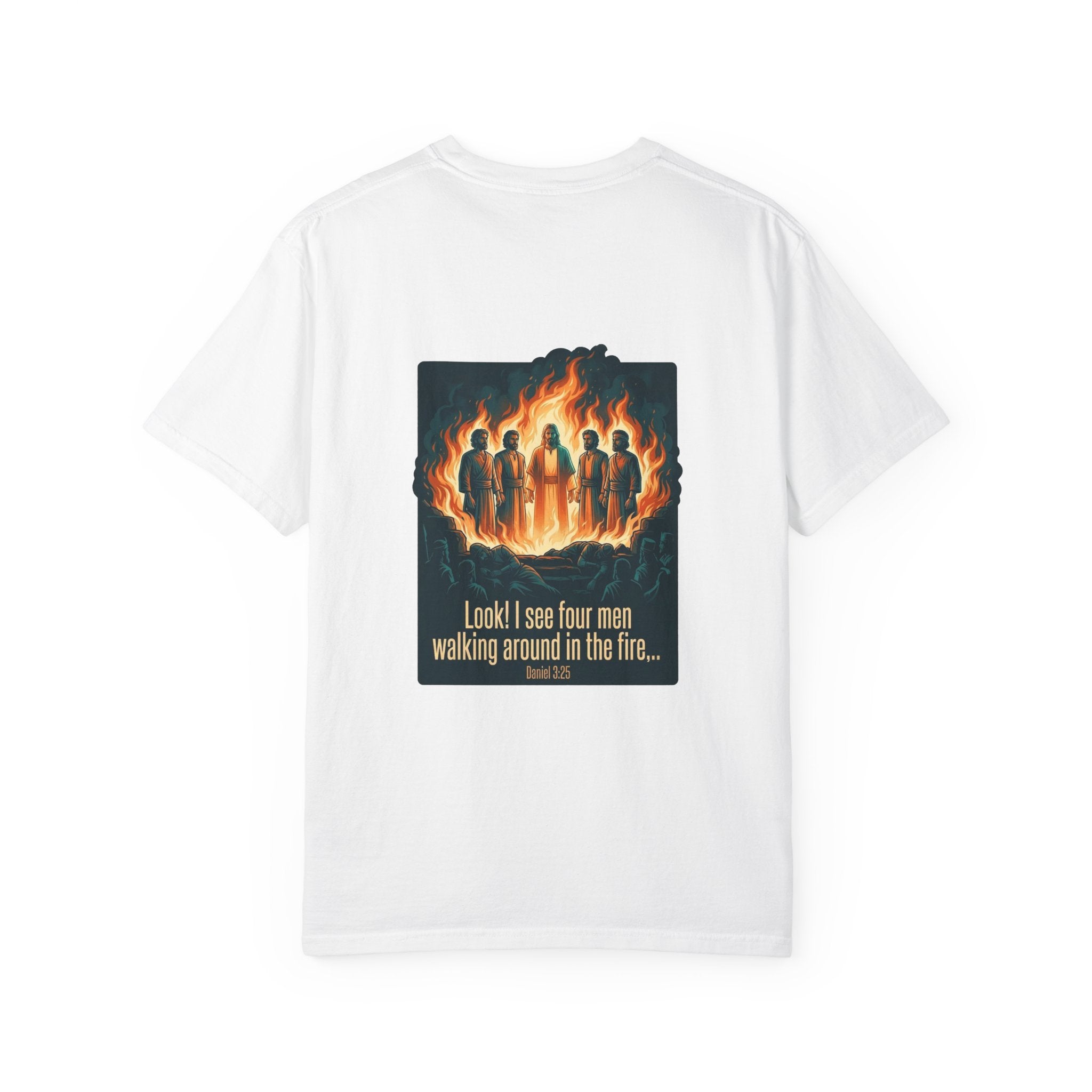 Christian Cross T-Shirt — ‘I see four men walking around in the fire’ Graphic Tee