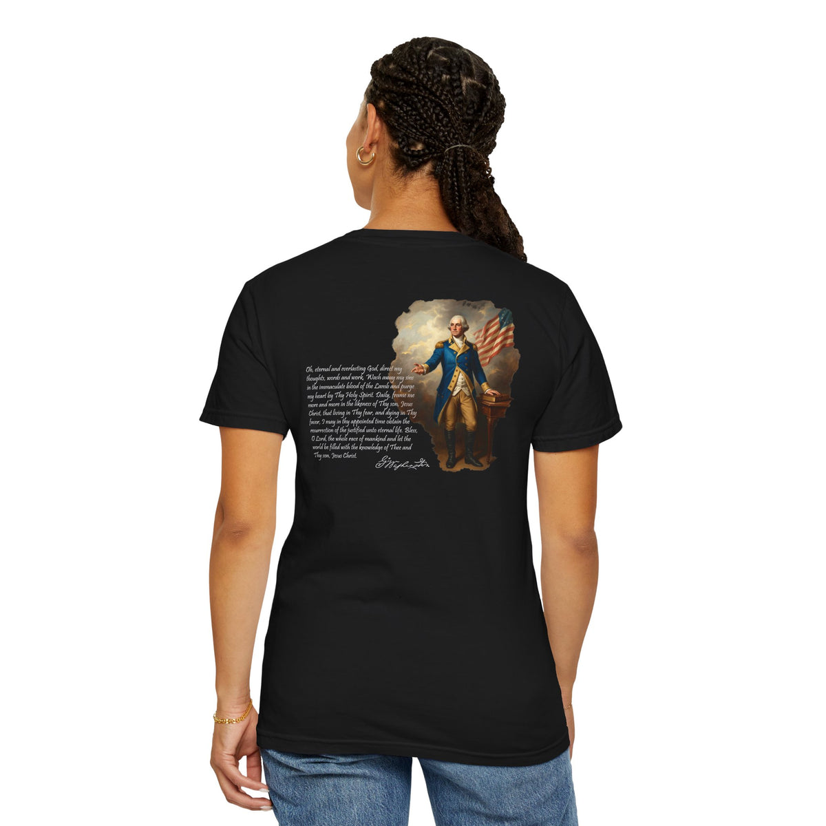America Graphic T-Shirt — Vintage George Washington Portrait with Patriotic Quote