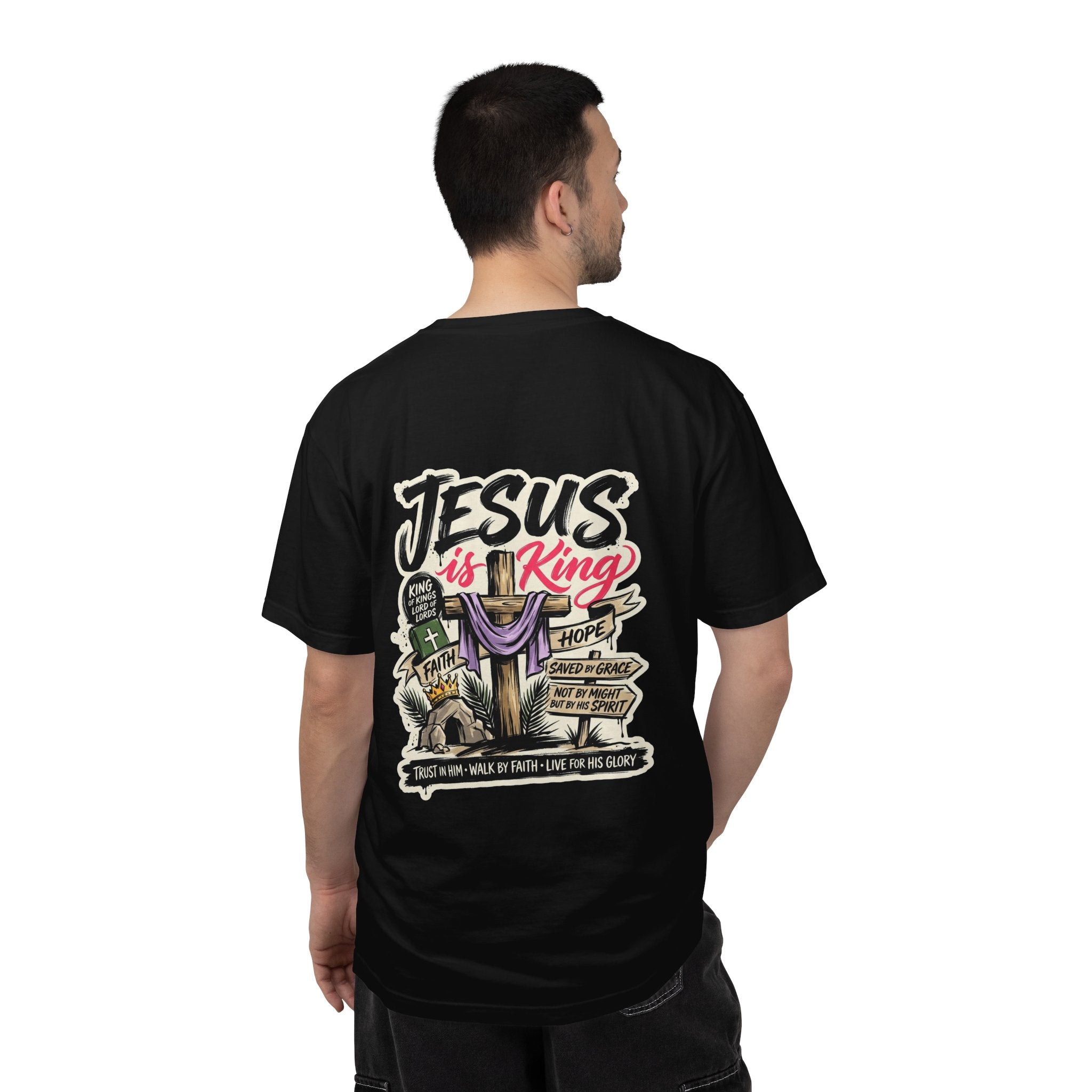 Christian T-Shirt — "Jesus Is King" Cross Graphic Tee