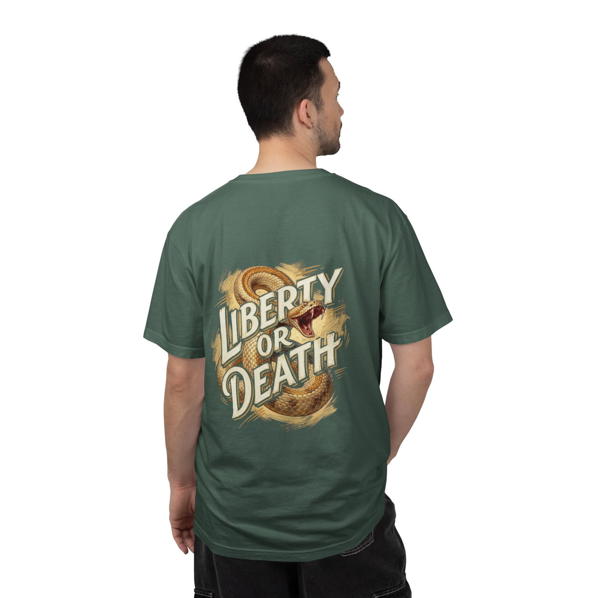 Liberty or Death T-Shirt — America Graphic Tee with Coiled Rattlesnake