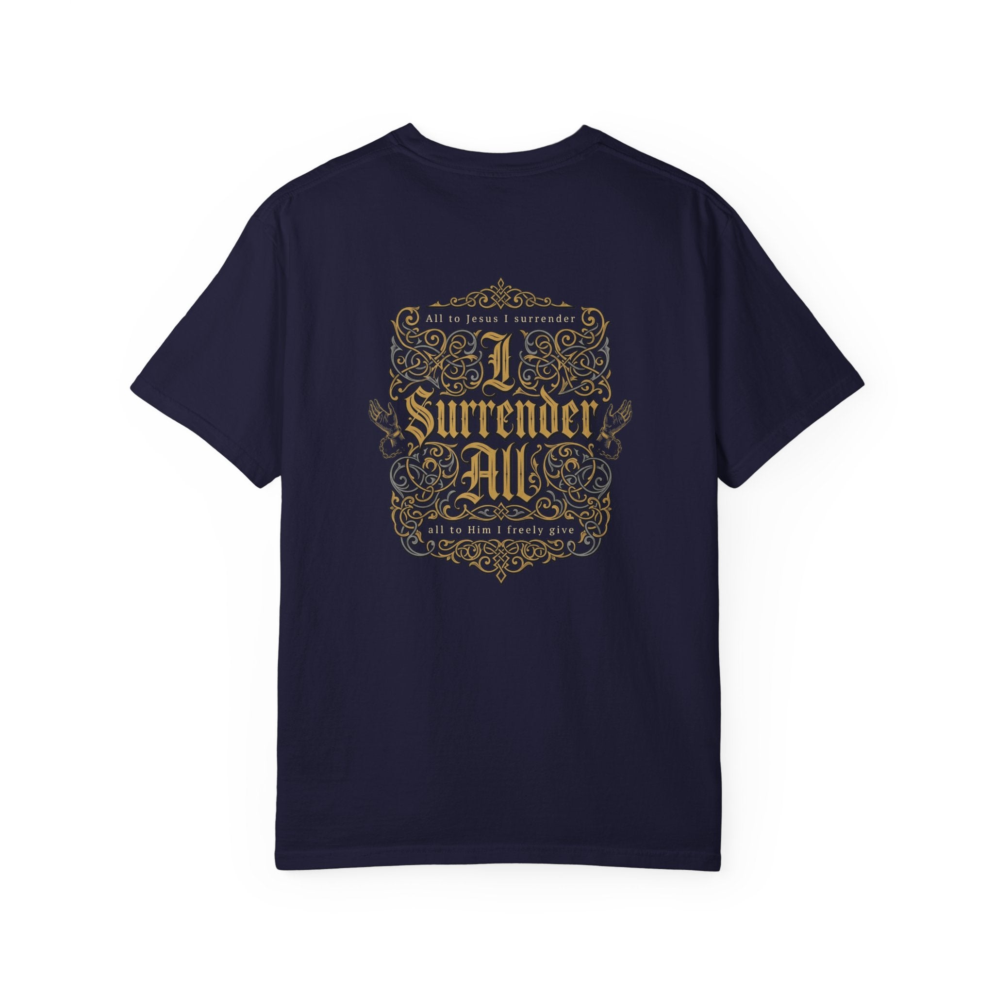 Christian Cross T-Shirt — "I Surrender All" Vintage Faith Graphic Tee