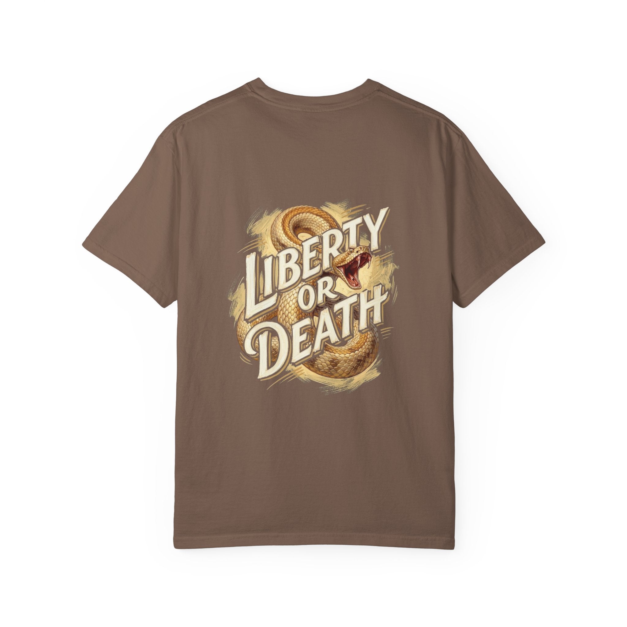 Liberty or Death T-Shirt — America Graphic Tee with Coiled Rattlesnake