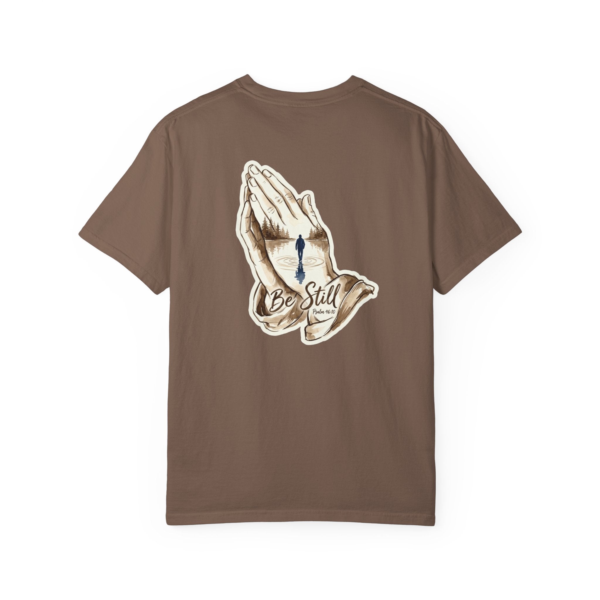 Be Still Prayer T-Shirt — Christian Faith Graphic Tee with Crosses