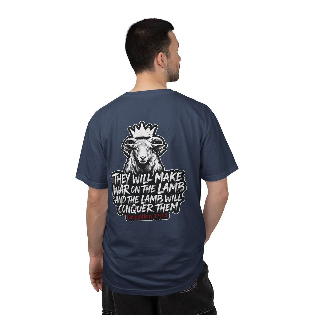 Christian Lamb Graphic T-Shirt — "They Will Make War on the Lamb" Back Design