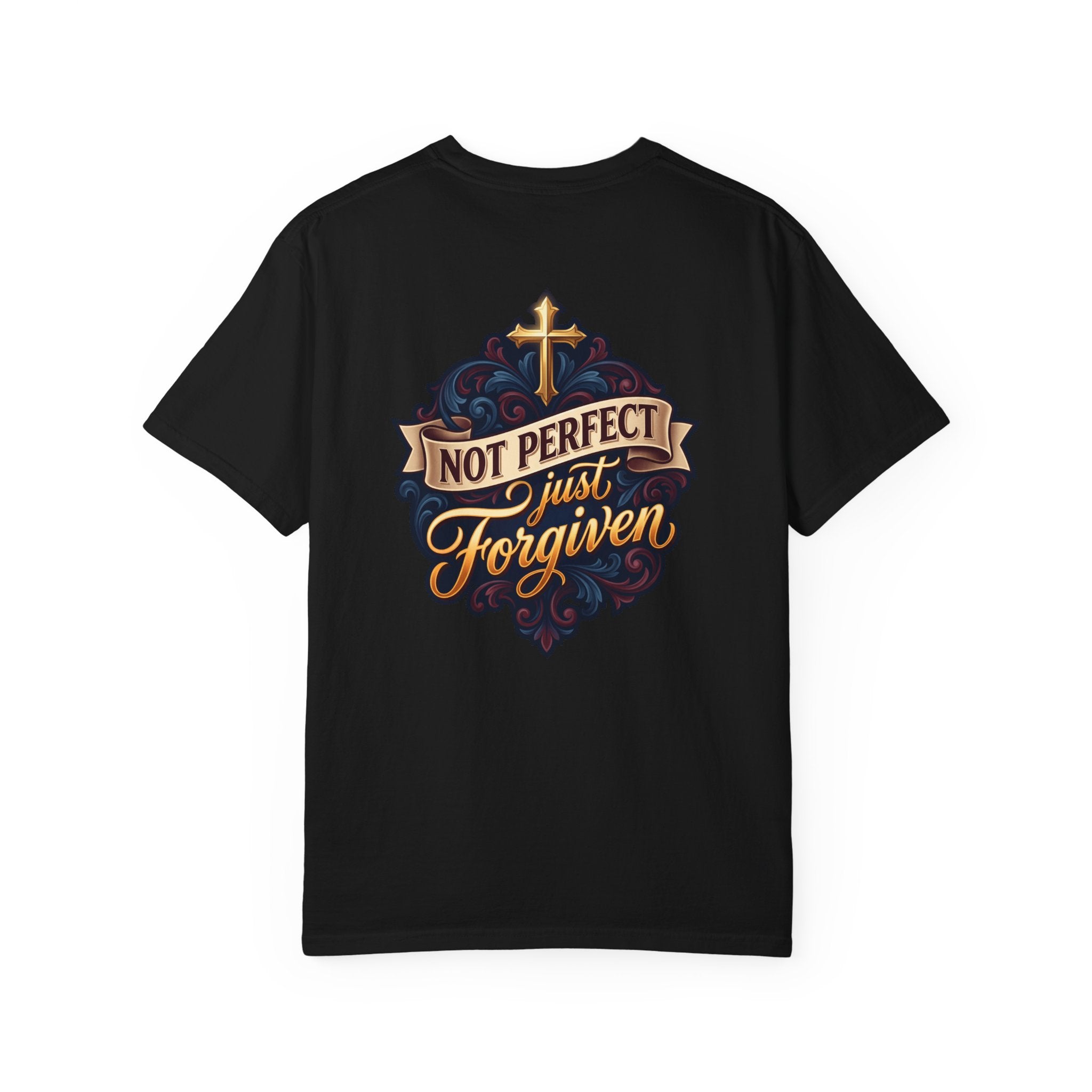 Christian Cross T-Shirt — "Not Perfect, Just Forgiven" Garment-Dyed Tee