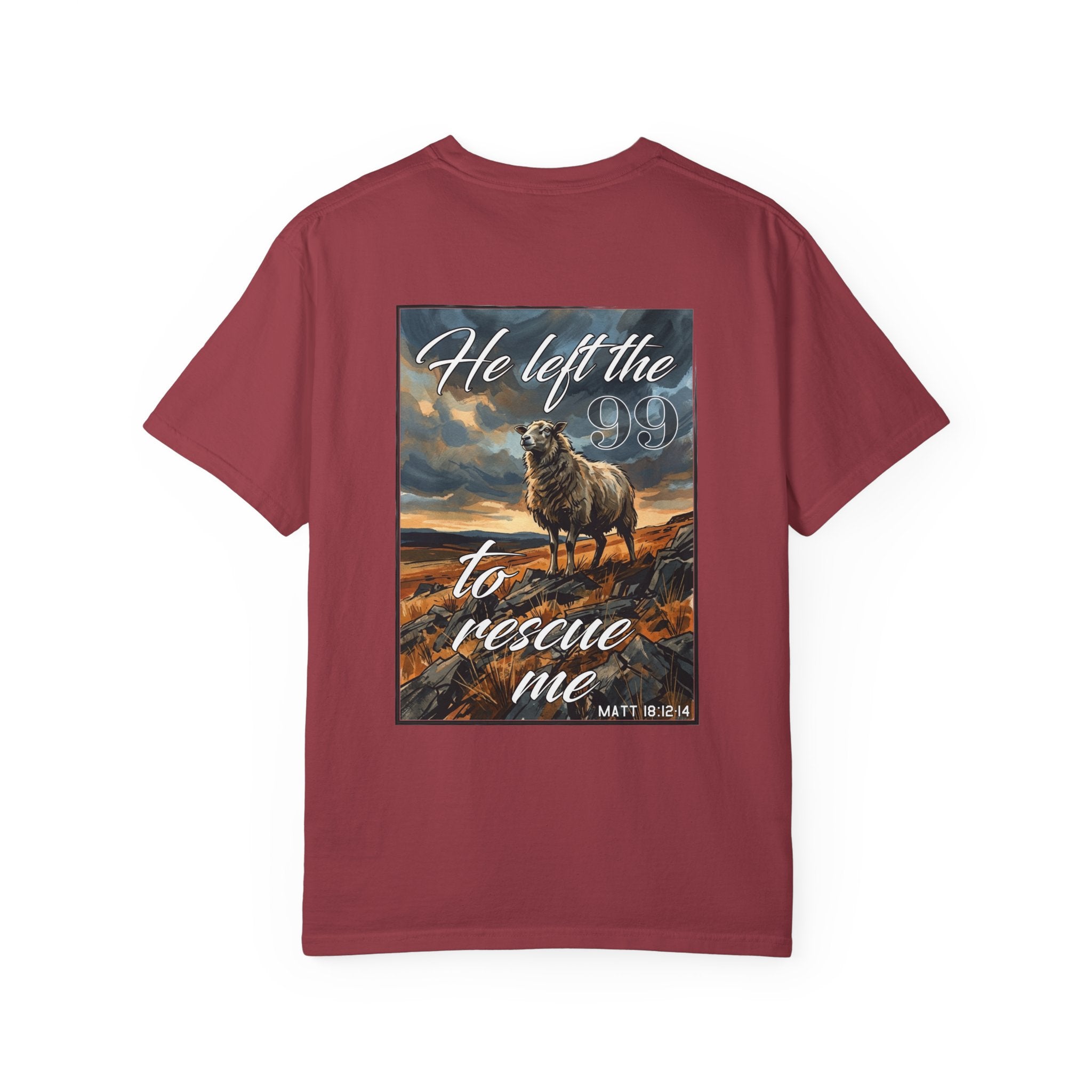 Christian Shepherd T-Shirt — "He Left the 99 to Rescue Me" Graphic Tee