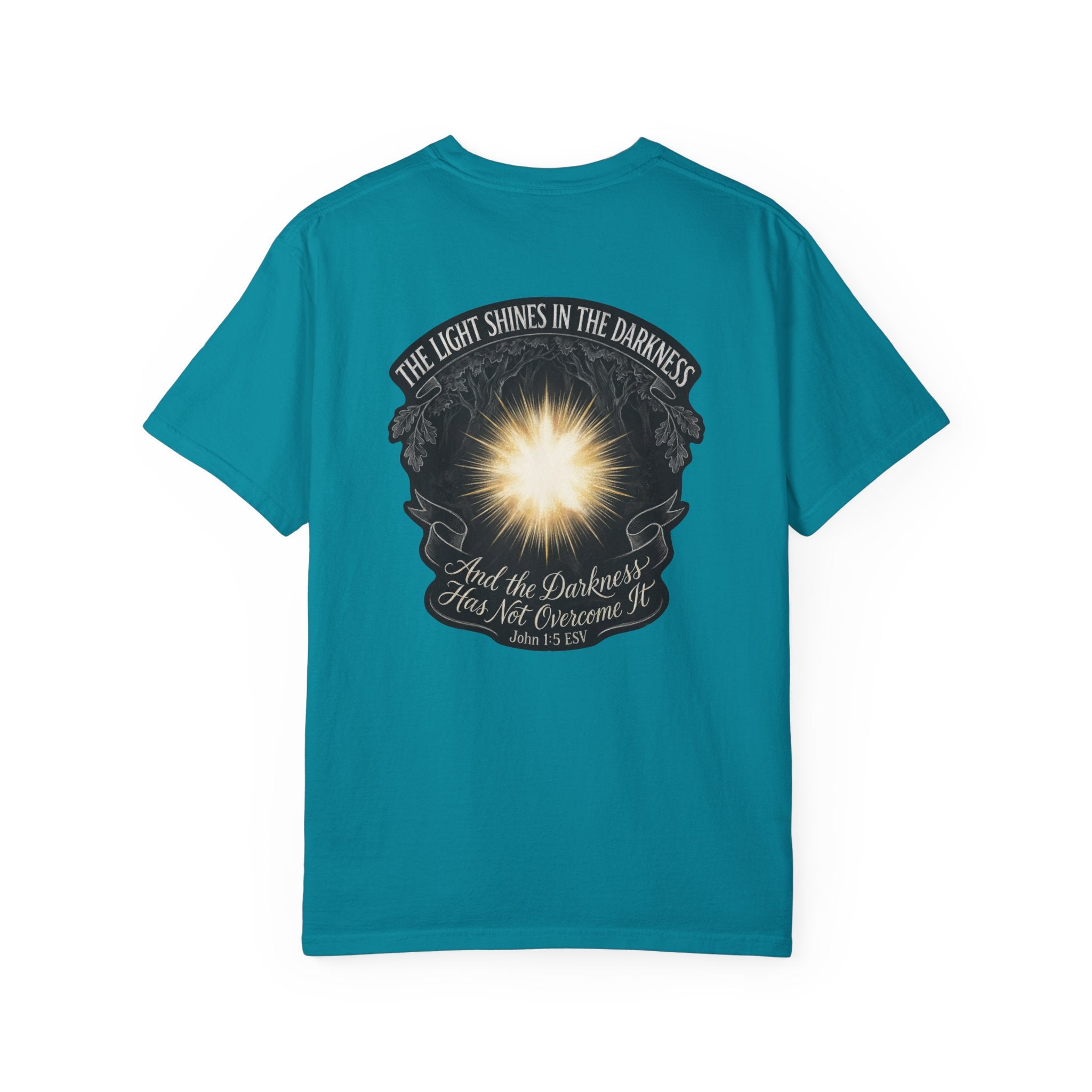 Christian T-Shirt – “The Light Shines in the Darkness” Graphic Tee