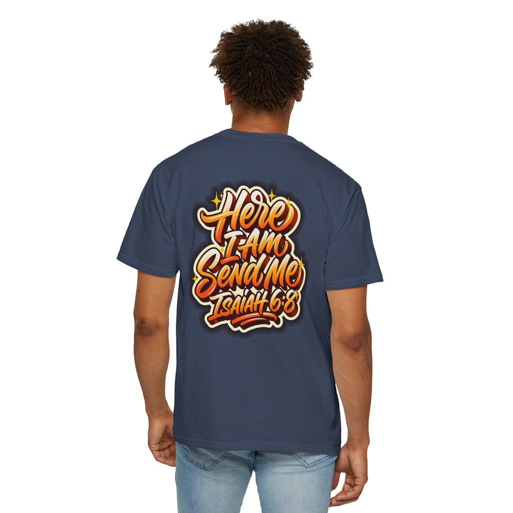 Christian Cross T-Shirt — "Here I Am, Send Me" Isaiah 6:8 Graphic Tee