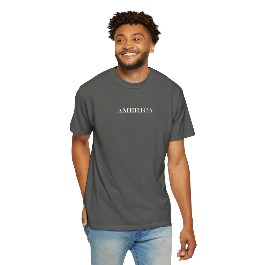 America Graphic T-Shirt — United States Vintage Statue of Liberty Back Print