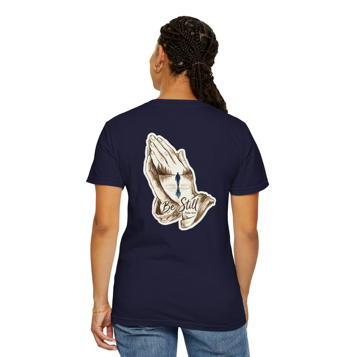 Be Still Prayer T-Shirt — Christian Faith Graphic Tee with Crosses