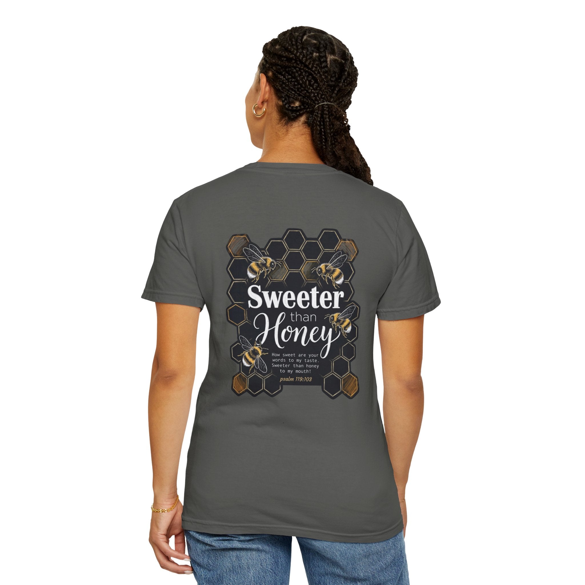 Sweeter Than Honey T-Shirt — Bee Honeycomb Graphic Tee