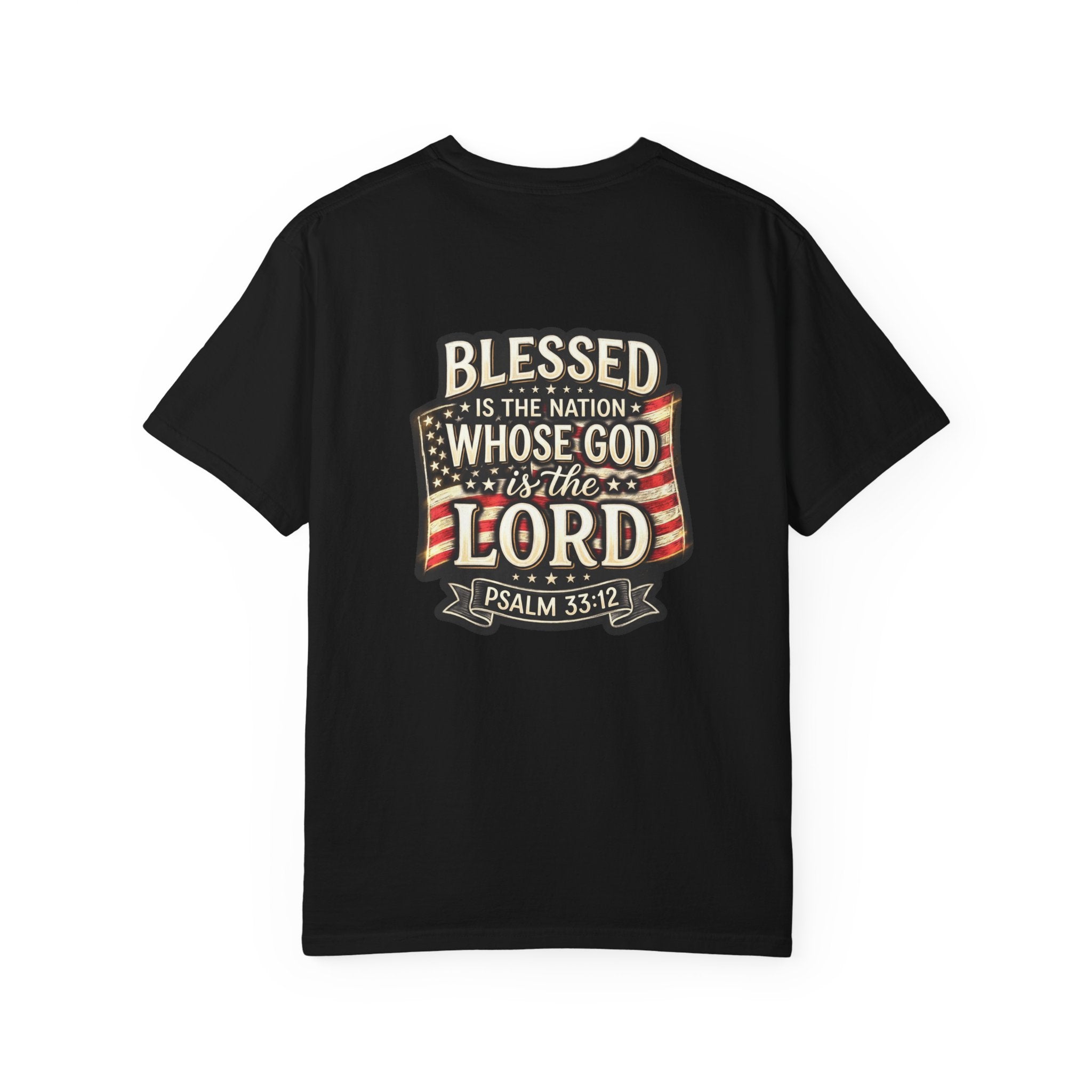 Christian Cross T-Shirt — "Blessed is the nation whose God is the Lord" Psalms Tee